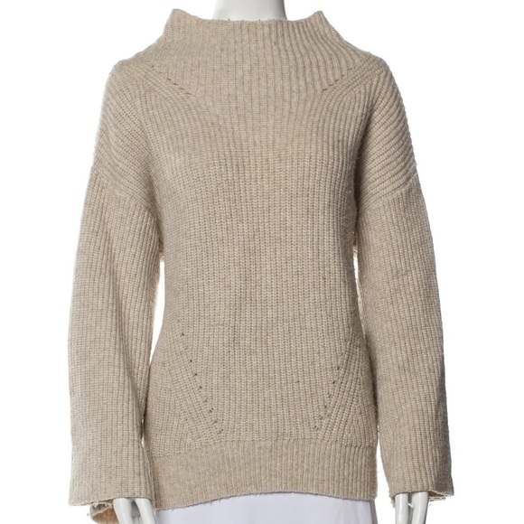 Nili Lotan oatmeal beige Ronnie wool mock neck turtleneck sweater - Small - Picture 11 of 12